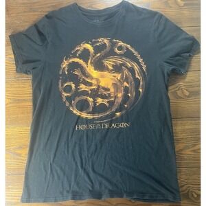 Game of Thrones House of the Dragon Black Men's Graphic T-shirt Medium